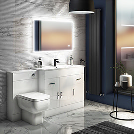 Toreno 1300mm Gloss White Vanity Unit Bathroom Suite - Depth 400/200mm Medium Image