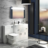 Toreno High Gloss White Vanity Unit Bathroom Suite W1300 with Bliss square BTW pan Large Image