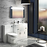 Toreno High Gloss White Vanity Unit Bathroom Suite W1300 with D-shaped BTW pan Large Image