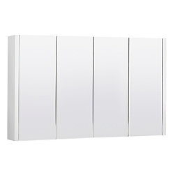 Toreno White Minimalist 4 Door Mirror Cabinet - W1200 x D110mm Large Image