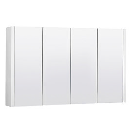 Toreno White Minimalist 4 Door Mirror Cabinet - W1200 x D110mm Large Image