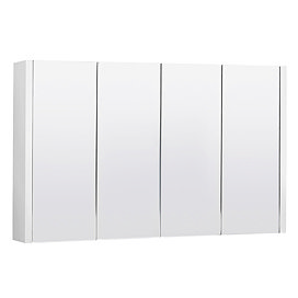 Toreno White Minimalist 4 Door Mirror Cabinet - W1200 x D110mm Large Image