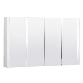 Toreno White Minimalist 4 Door Mirror Cabinet - W1200 x D110mm Large Image