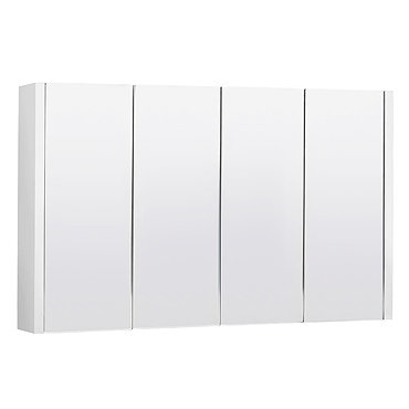 Turin White Minimalist 4 Door Mirror Cabinet - W1200 x D110mm Profile Large Image