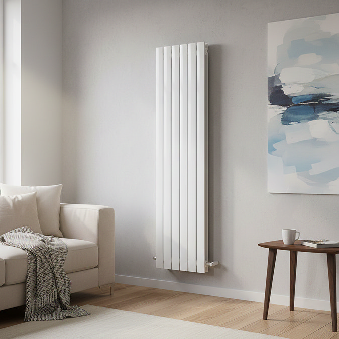 The Heating Co. Modern 1600 x 408mm Vertical Double Flat Panel White Radiator