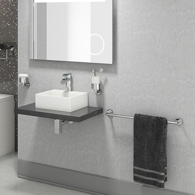 Modern 24" Single Towel Rail Chrome - RSE005 Profile Large Image