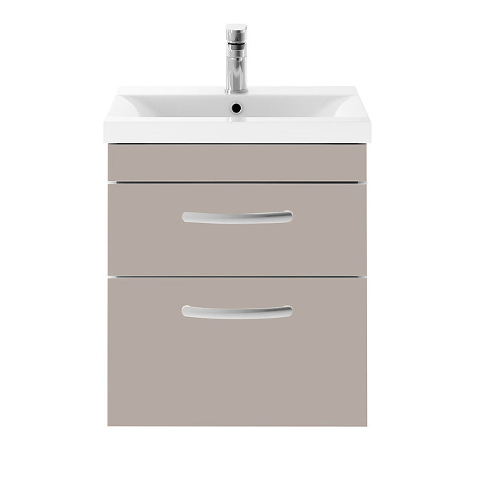 Modern 500mm Matt Stone Grey 2 Drawer Wall Hung Vanity Unit  Feature Large Image