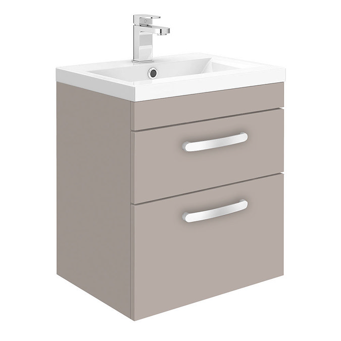 Modern 500mm Matt Stone Grey 2 Drawer Wall Hung Vanity Unit Large Image