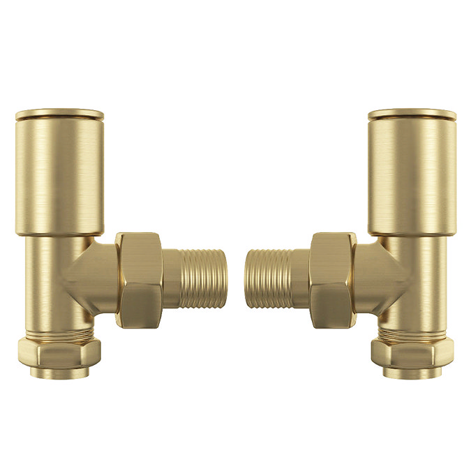 Arezzo Modern Angled Radiator Valves - Brushed Brass  Feature Large Image