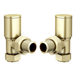 Arezzo Modern Angled Radiator Valves - Brushed Brass