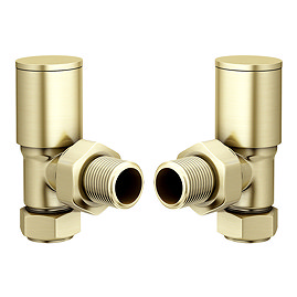 Arezzo Modern Angled Radiator Valves - Brushed Brass