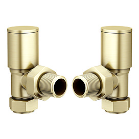 Arezzo Modern Angled Radiator Valves - Brushed Brass