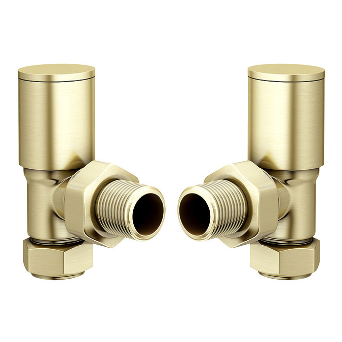 Arezzo Modern Angled Radiator Valves - Brushed Brass