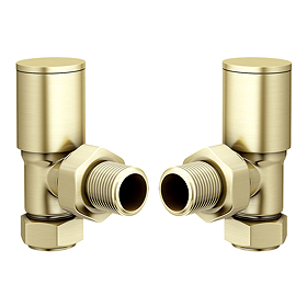 Arezzo Modern Angled Radiator Valves - Brushed Brass