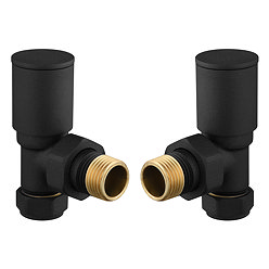 Modern Angled Radiator Valves - Matt Black Large Image