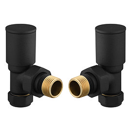 Modern Angled Radiator Valves - Matt Black Large Image