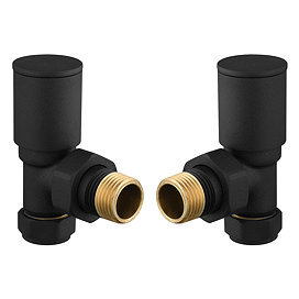 Modern Angled Radiator Valves - Matt Black Large Image