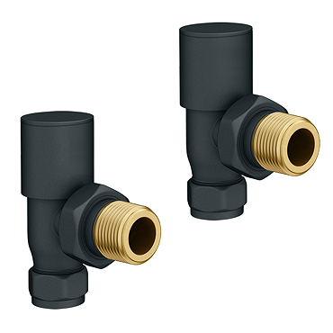 Modern Anthracite Angled Radiator Valves (Pair of)