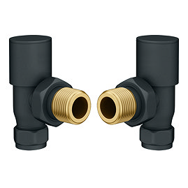 Modern Anthracite Angled Radiator Valves (Pair) Large Image