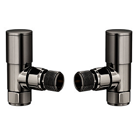 Modern Black Nickel Angled Radiator Valves Large Image