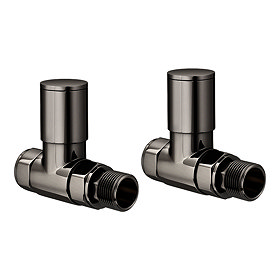 Modern Black Nickel Straight Radiator Valves Large Image