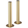 Monza Brushed Brass Angled Thermostatic Radiator Valves with Sleeving Kit - Energy Saving