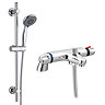 Modern Chrome Thermostatic Bath Shower Mixer Tap + Slider Shower Rail Kit Large Image