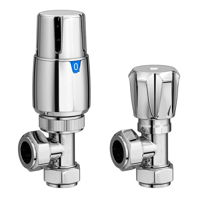 Modern Chrome Thermostatic Radiator Valves - Angled Large Image