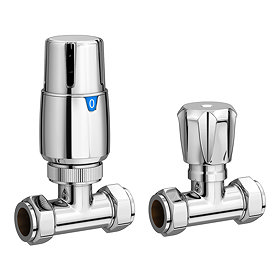 Modern Chrome Thermostatic Radiator Valves - Straight Large Image