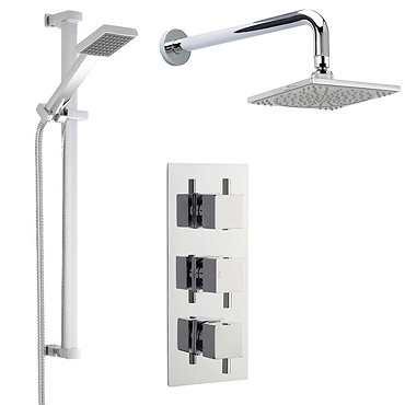 Modern Concealed Shower Valve w/ Slide Rail Kit & Wall Mounted Fixed Head  Profile Large Image