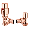 Monza Copper Angled Thermostatic Radiator Valves with Sleeving Kit - Energy Saving