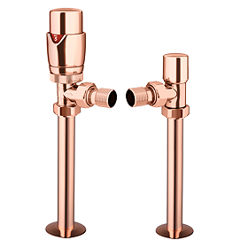 Monza Copper Angled Thermostatic Radiator Valves with Sleeving Kit - Energy Saving