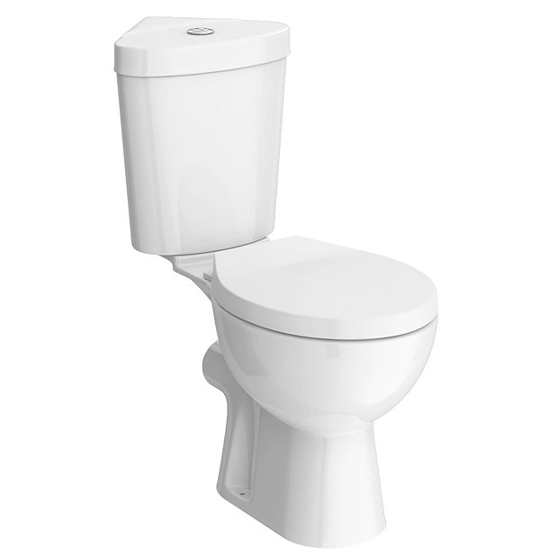 Modern Bermuda Corner Toilet with Soft Close Seat at Victorian Plumbing UK