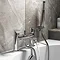 Modern Curved Bath Shower Mixer with Shower Kit - Chrome  Large Image