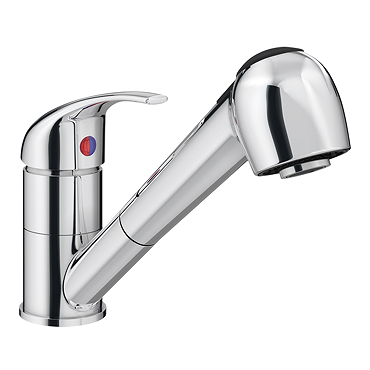 Modern Mono Kitchen Tap with Pull Out Rinser - Chrome  Profile Large Image