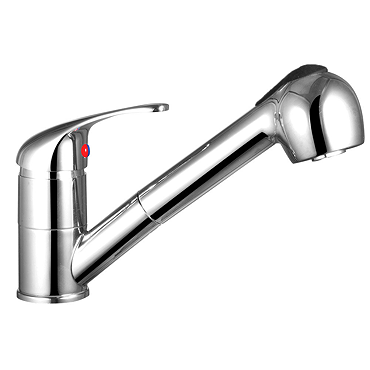 Modern Mono Kitchen Tap with Pull Out Rinser - Chrome  Profile Large Image
