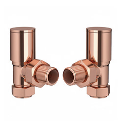 Arezzo Modern Angled Radiator Valves - Rose Gold