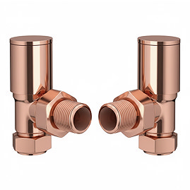Arezzo Modern Angled Radiator Valves - Rose Gold