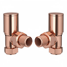 Arezzo Modern Angled Radiator Valves - Rose Gold