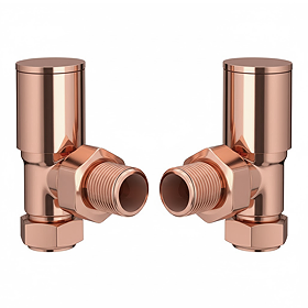 Arezzo Modern Angled Radiator Valves - Rose Gold