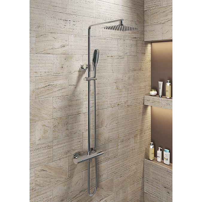 Modern Round 2 Outlets Thermostatic Bar Shower Valve - Chrome  Feature Large Image