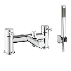 Modern Round Bath Shower Mixer with Shower Kit - Chrome