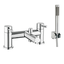 Modern Round Bath Shower Mixer with Shower Kit - Chrome