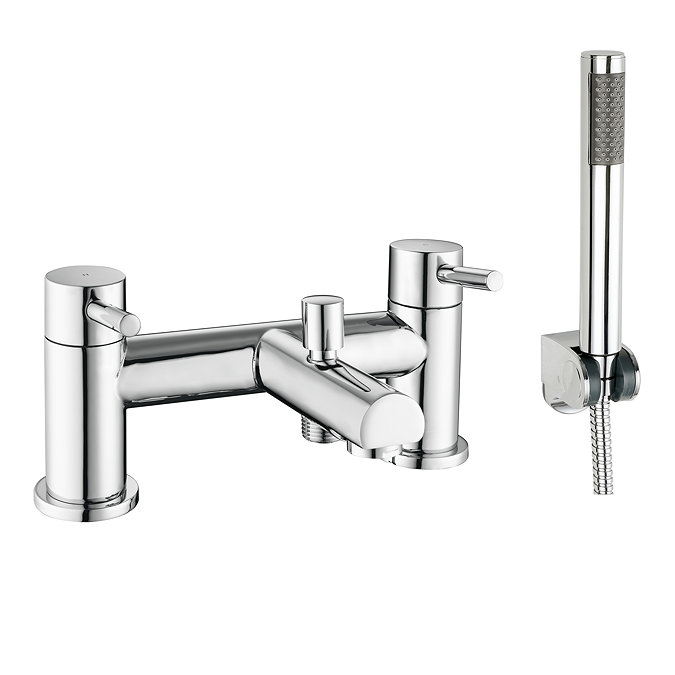 Modern Round Bath Shower Mixer with Shower Kit - Chrome