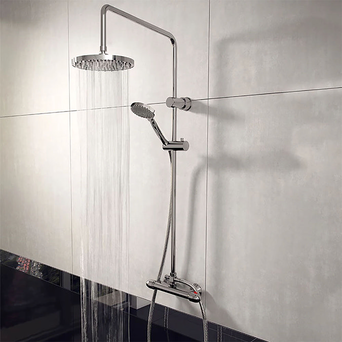 Modern Round Thermostatic Shower Kit - Chrome Profile Large Image