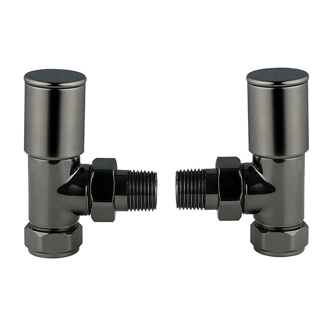 Arezzo Modern Angled Radiator Valves - Gunmetal Grey