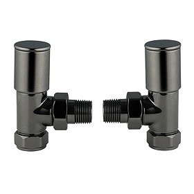 Modern Satin Gunmetal Angled Radiator Valves Large Image