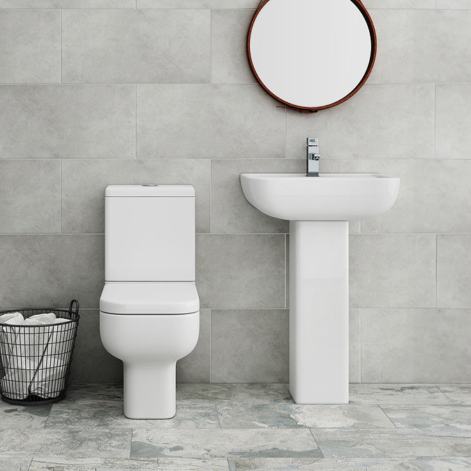 Pro 600 Modern Short Projection Basin & Pedestal (550mm Wide - 1 Tap Hole)