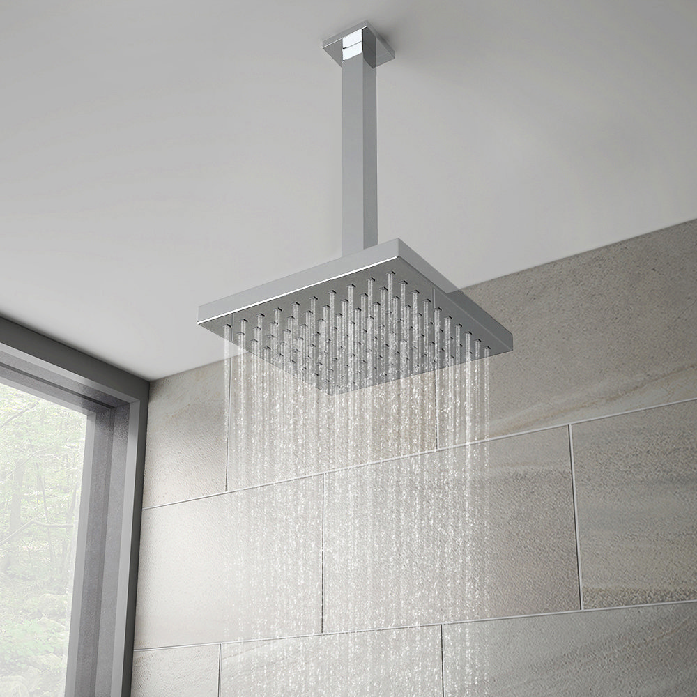 Modern square triple valve with diverter, ceiling mounted square shower ...