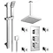 Modern Square Triple Valve with Diverter, Ceiling Mounted Square Shower Head, 4 Body Jets + Slider L